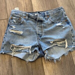 Levi's Light Blue Distressed Jean Shorts